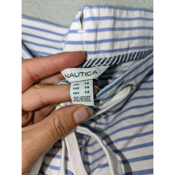 NWT Nautica Blue & White Striped Size 12 Shorts with tie - Picture 7 of 7